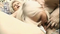 Horny granny Budai is desperate for lesbian pussy-drilling action